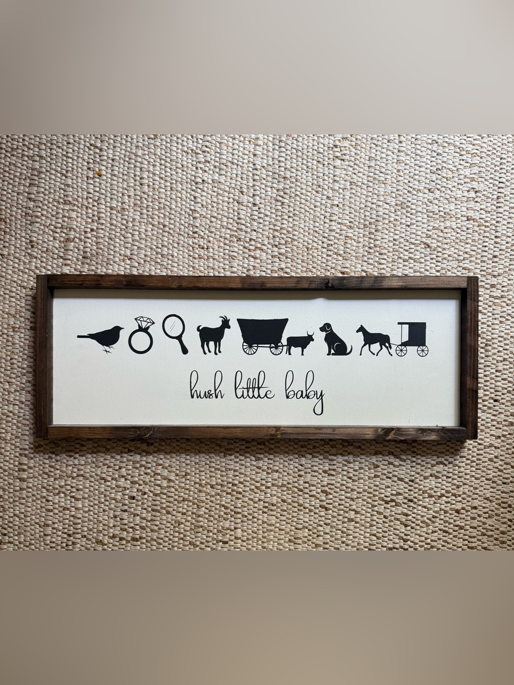 Hush Little Baby Nursery Wall Art - Black on Cream